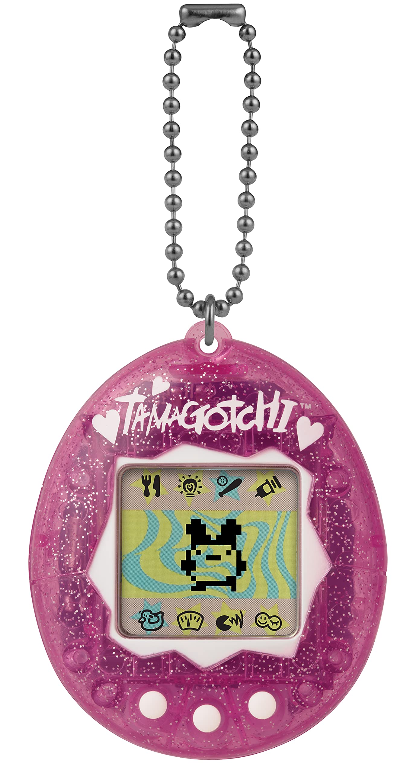 Tamagotchi 42882 Bandai, Gen 2, Pink Glitter Shell with Chain-The